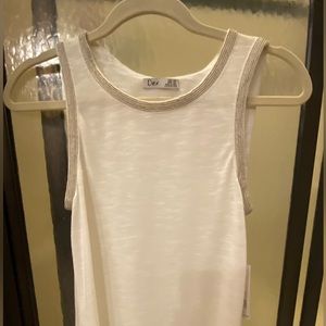 White Cami with silver/gold beads outlining neck and sleeves